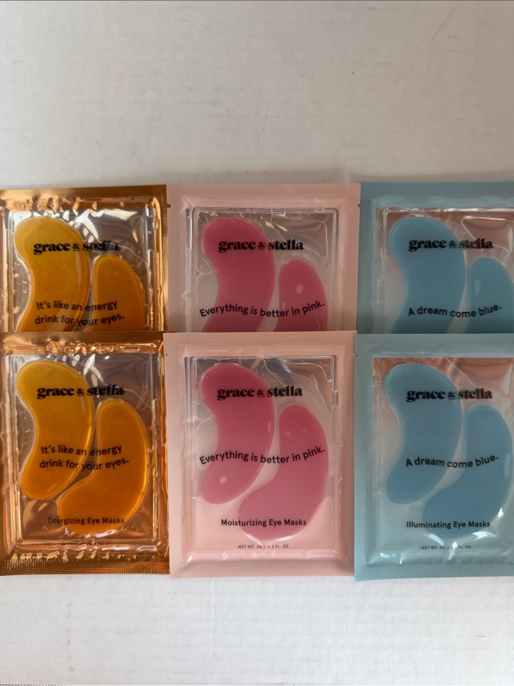 grace & stella Eye Masks Trio – Blue, Pink, Gold